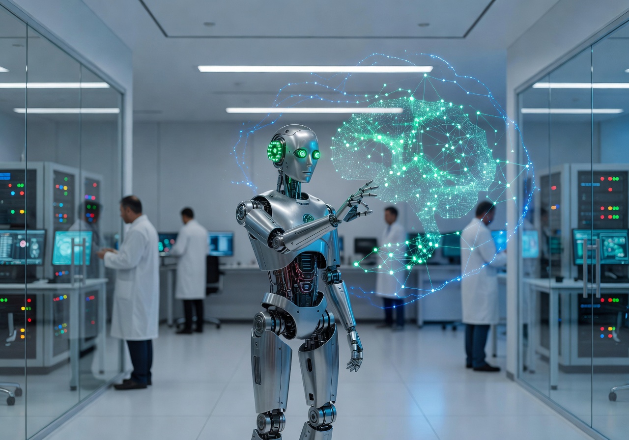 Humanoid robot demonstrating AI breakthrough