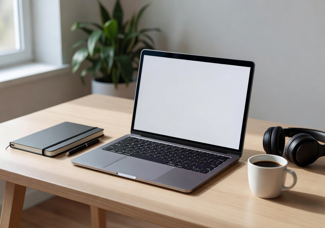 Productivity laptop workspace