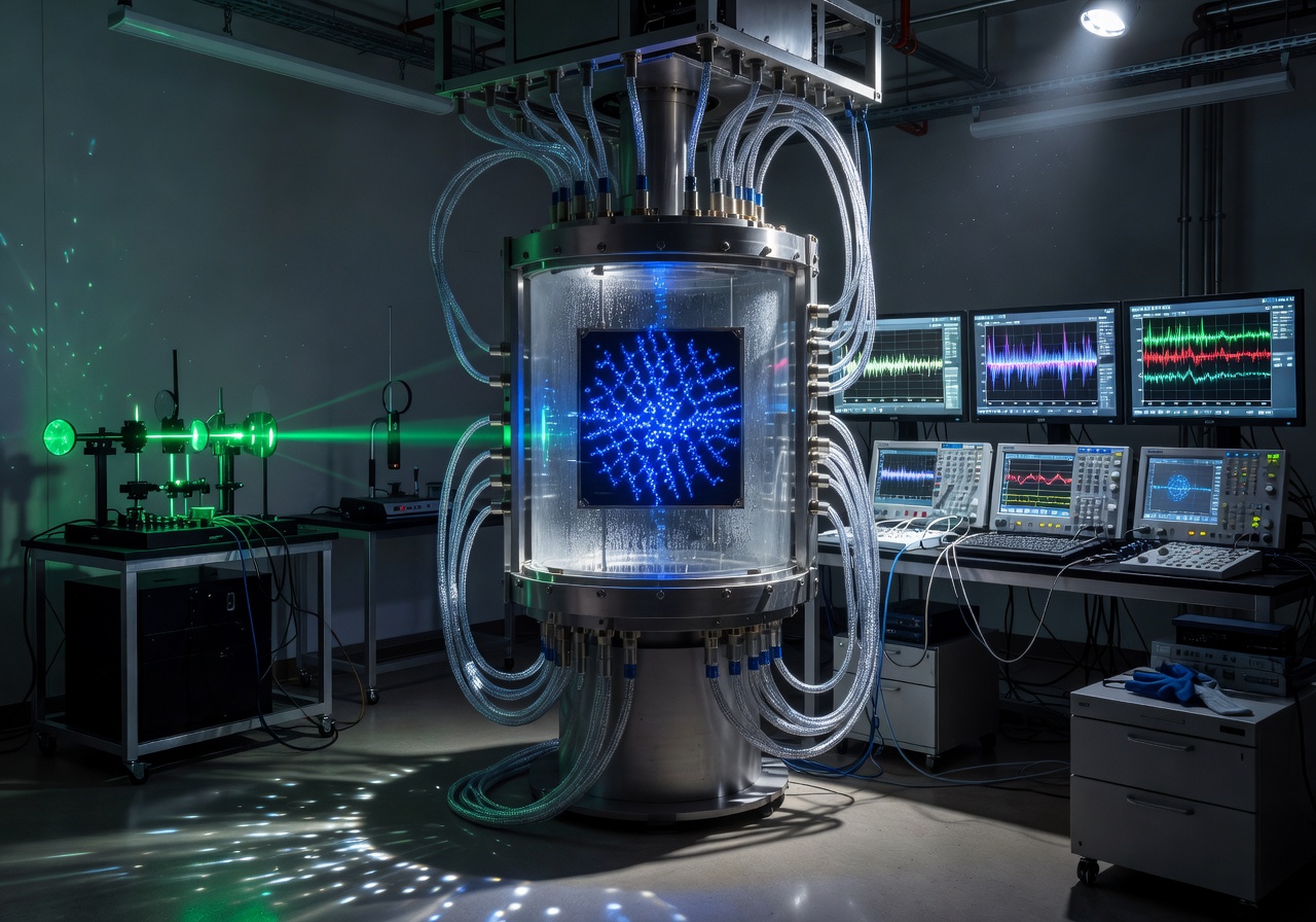 Quantum computing chip closeup